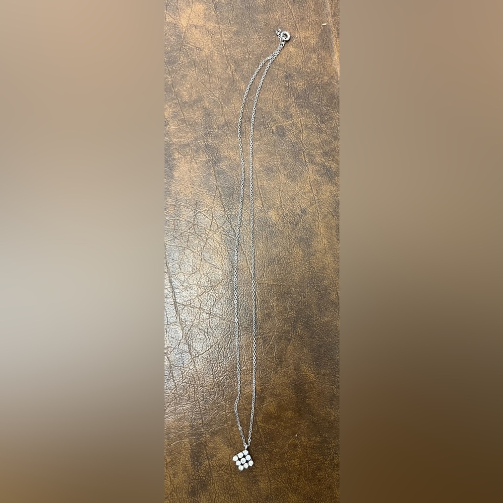 Recent costume silver colored chain with 9 zirconia diamonds charm